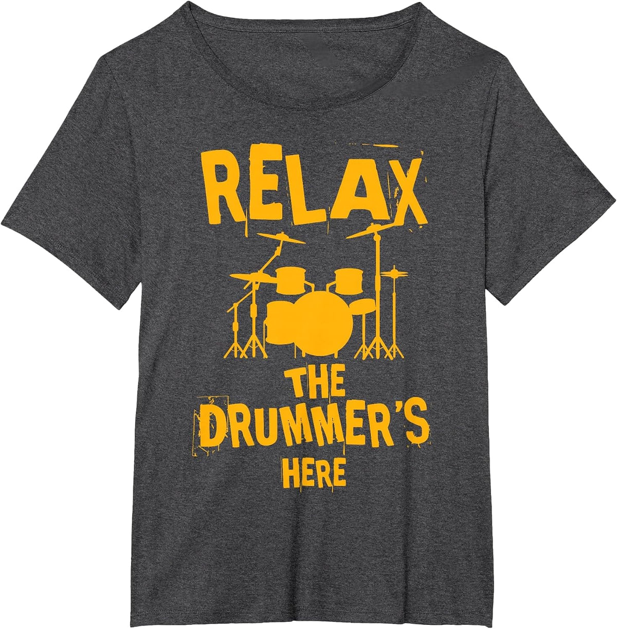 Drum Kit Power Relax, the Drummer is Here T-Shirt - Dark Heather Grey