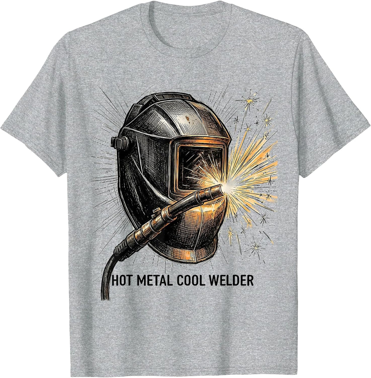 Men's Hot Metal Cool Welder Graphic Design T-Shirt - Heather Grey