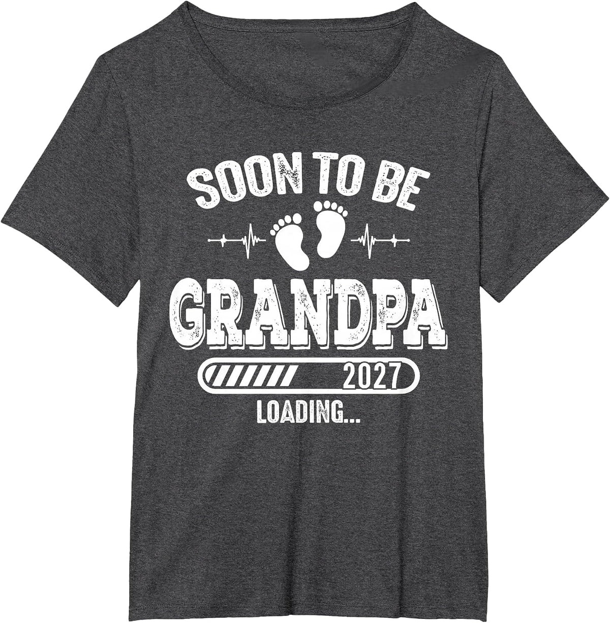 Soon to Be Grandpa 2027 Loading for Pregnancy Announcement T-Shirt - Dark Heather Grey