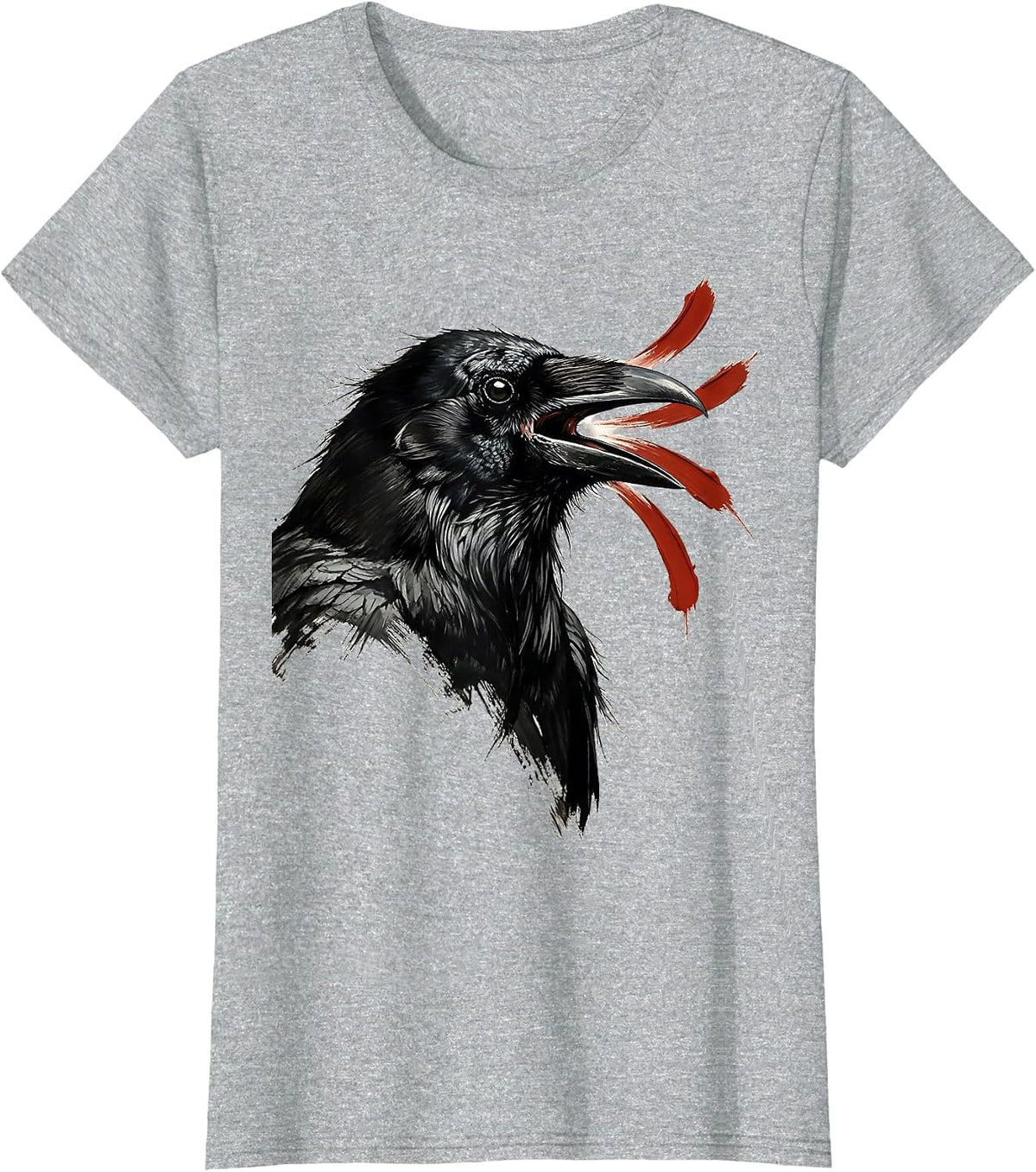 Crow Ink Brush Dark Humor Gothic Bird Lover Gift T-Shirt - Heather Grey