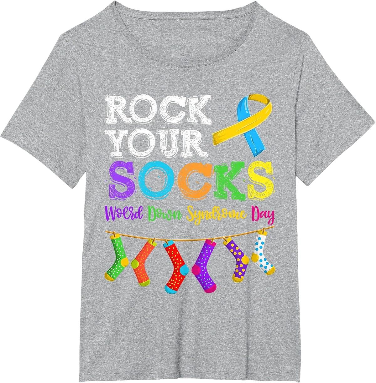 Men Women Kid Down Syndrome Awareness Shirt, Rock Your Socks T-Shirt - Heather Grey