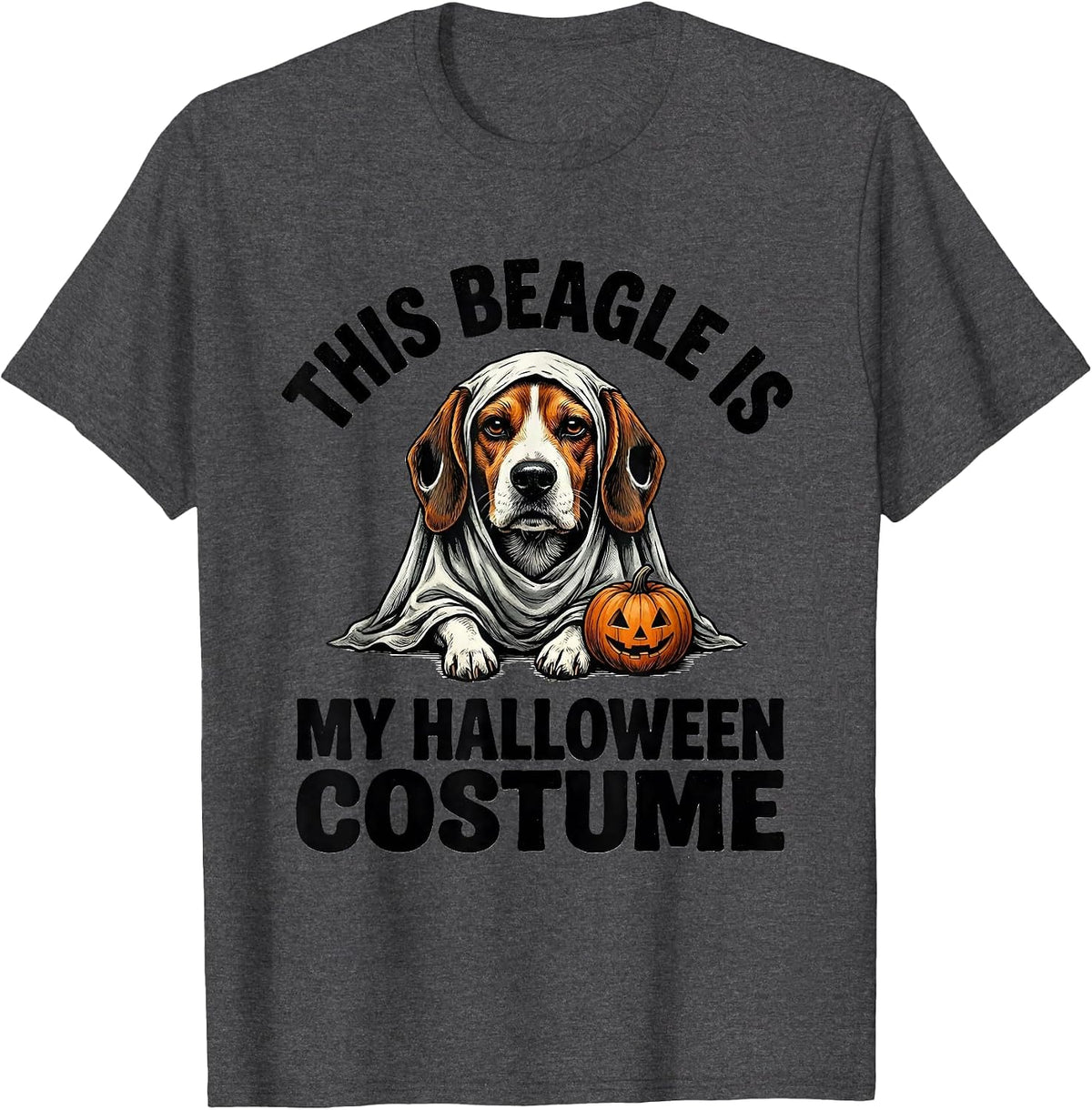 Men's This Beagle Is My Halloween Costume Funny Dog Lover Ghost T-Shirt - Dark Heather Grey