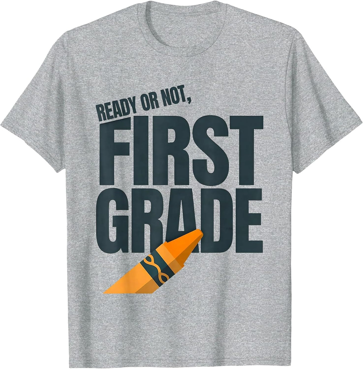 Men's Ready Or Not, First Grade Editorial Conceptual Back T-Shirt - Heather Grey