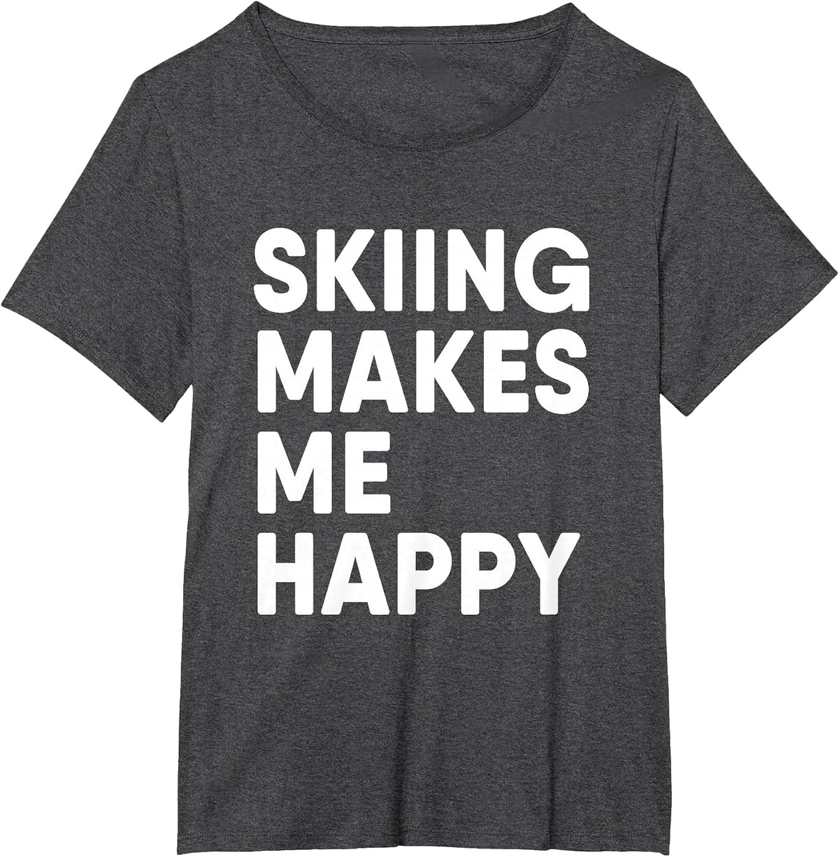 Skiing Makes Me Happy Skiing T-Shirt - Dark Heather Grey