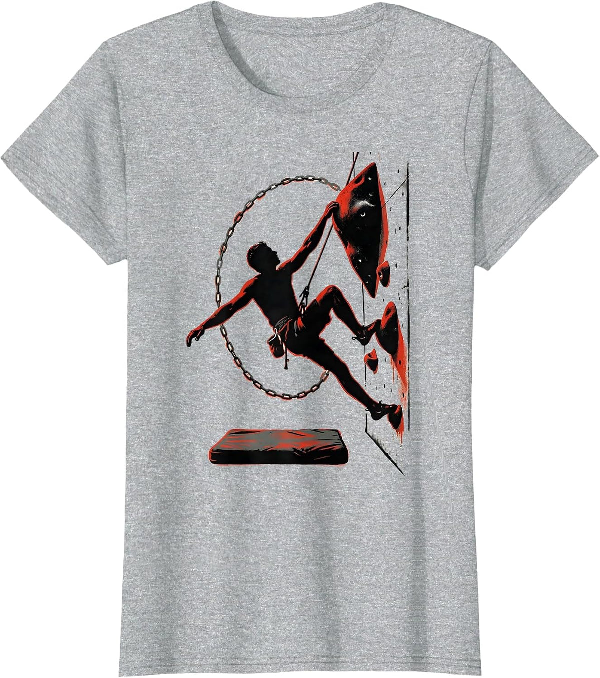Women's Climbing Silhouette Bouldering Enthusiast Humor T-Shirt - Heather Grey