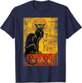Vintage Tour du Chat Noir Black Cat for Halloween T-Shirt - Navy Blue