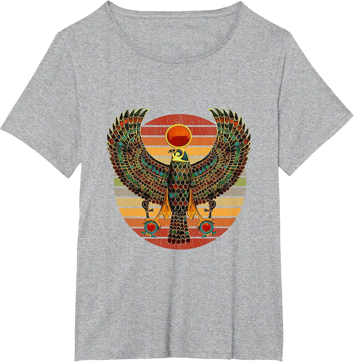 Retro Vintage Horus Ancient Egyptian Falcon Hieroglyph T-Shirt - Heather Grey