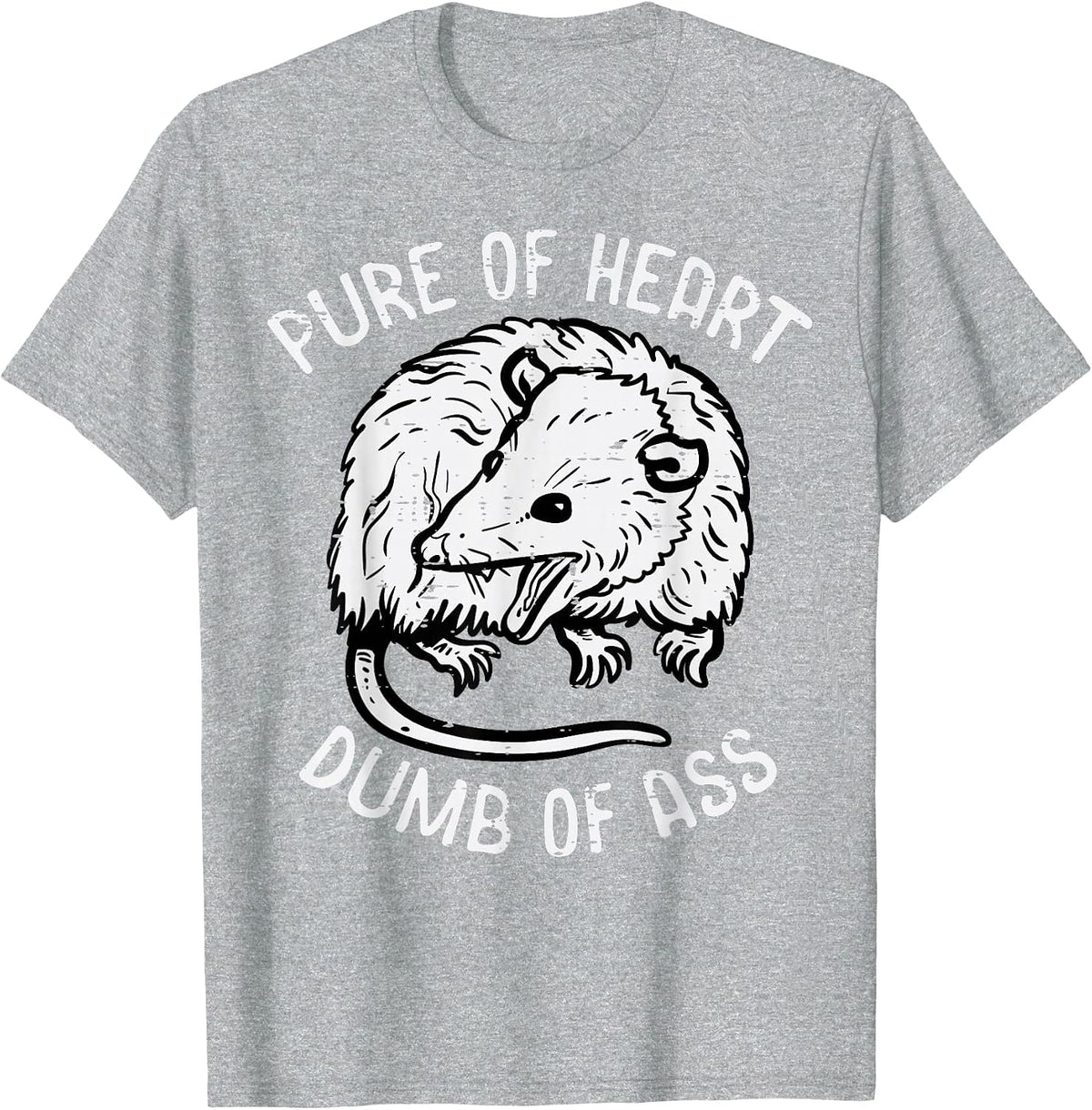 Opossum Pure of Heart Fun Possum Street Cat Trash Men Women T-Shirt - Heather Grey