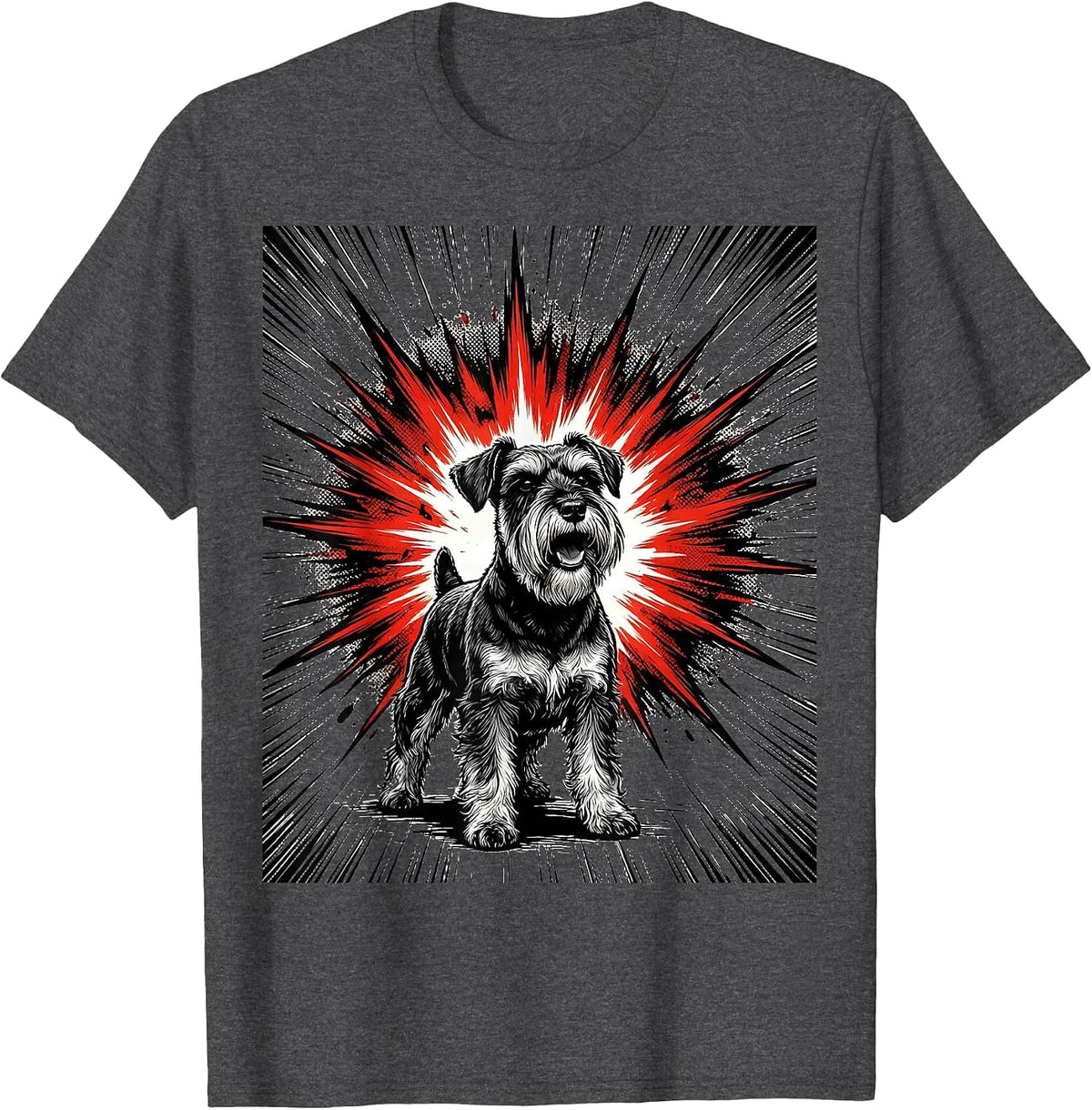 Men's Miniature Schnauzer Comic Book Dog Lover Gift T-Shirt - Dark Heather Grey