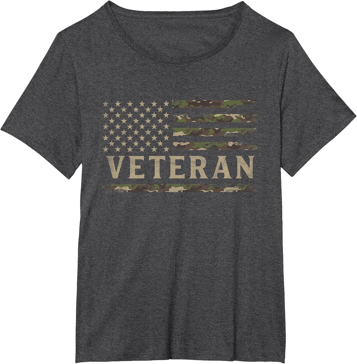 Camo Veteran Camourflage USA Flag Fathers Day Patriot T-Shirt - Dark Heather Grey