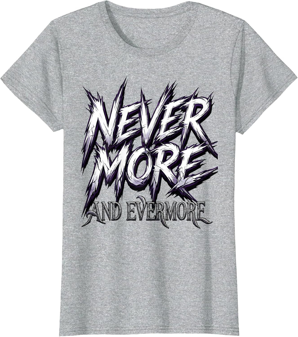 Women's Nevermore Evermore Gothic Raven Halloween Design T-Shirt - Heather Grey