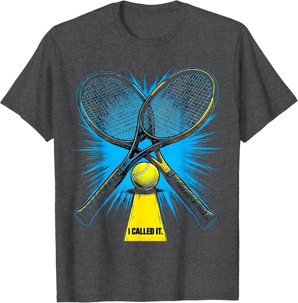 Men's I Called It Funny Tennis Player Comic Book Novelty T-Shirt - Dark Heather Grey
