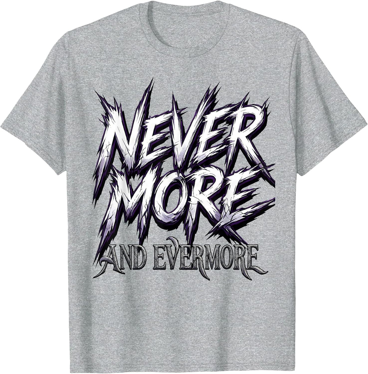 Men's Nevermore Evermore Gothic Raven Halloween Design T-Shirt - Heather Grey