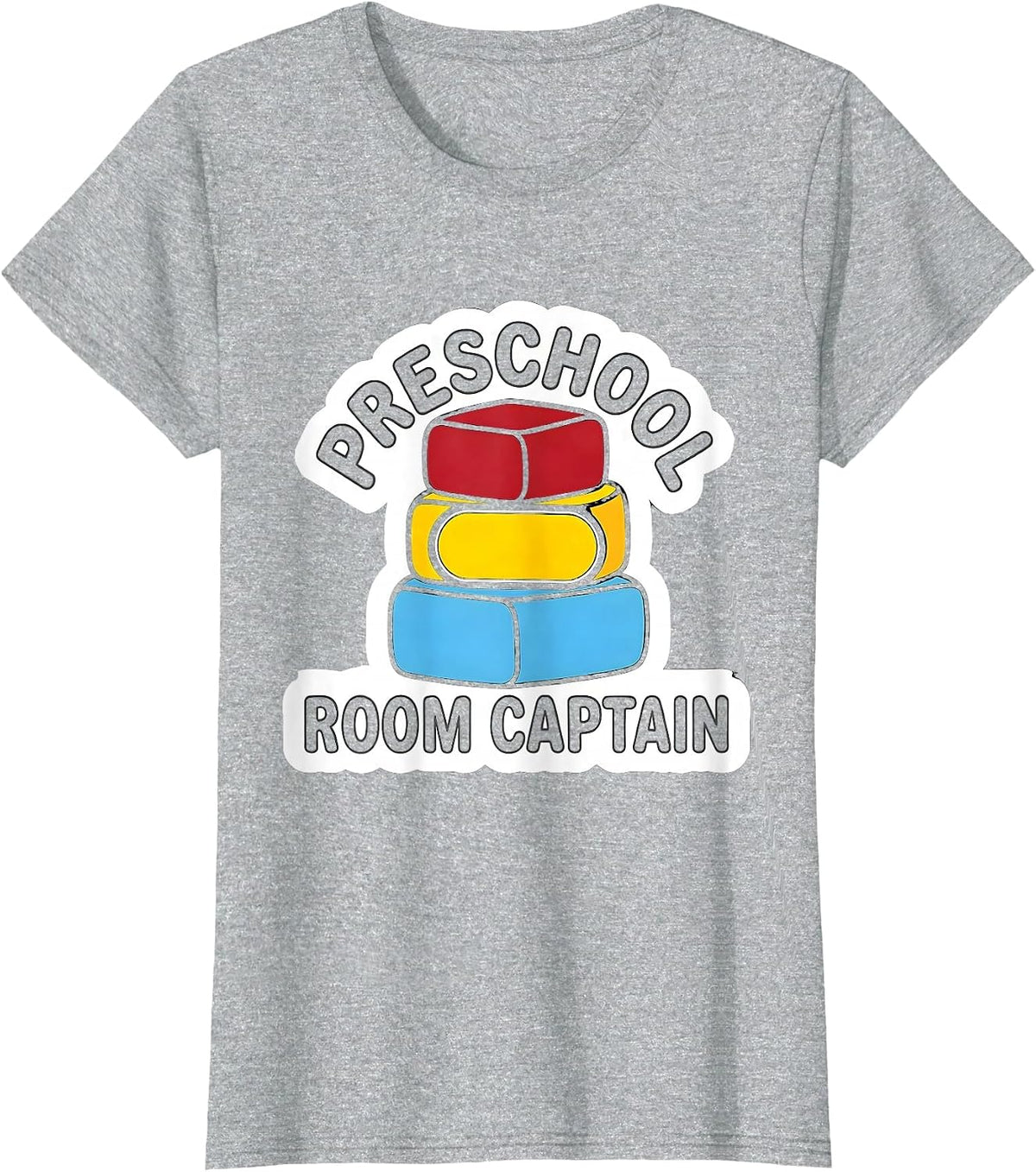 Women's Preschool Room Captain Playful Teacher Appreciation Back T-Shirt - Heather Grey