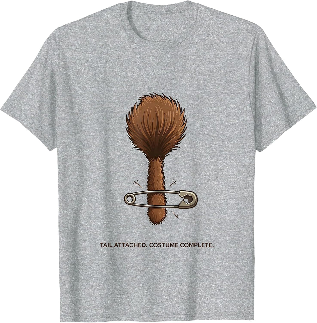 Men's Tail Attached Costume Complete Funny Donkey Animal Lover T-Shirt - Heather Grey