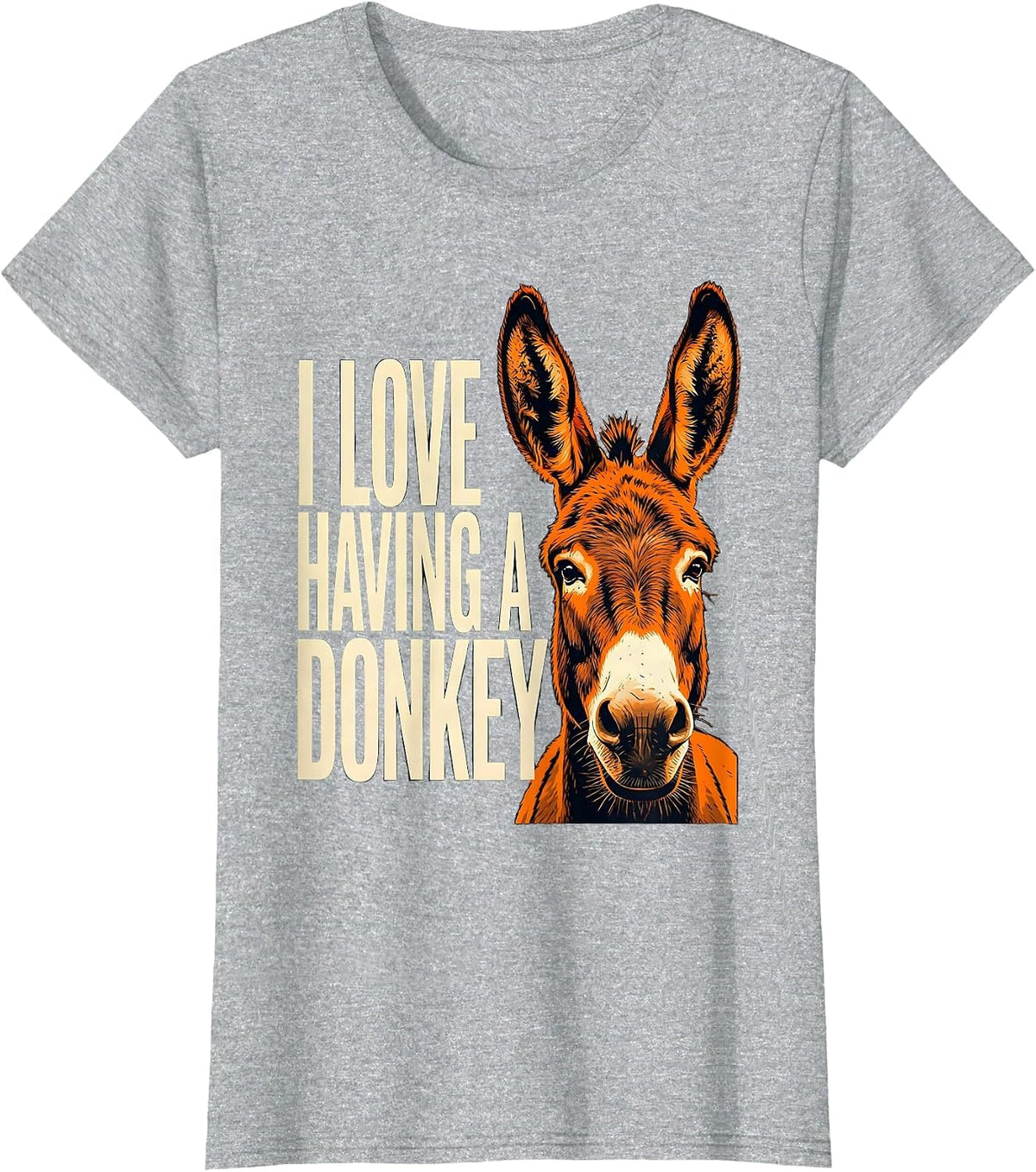 Women's I Love Having A Donkey Funny Donkey Lover Animal Humor T-Shirt - Heather Grey