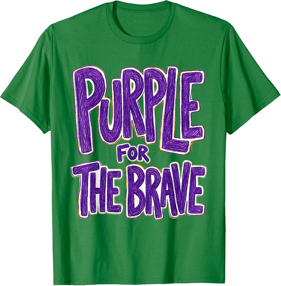 Men's Purple for the Brave Domestic Violence Awareness T-Shirt - Kelly Green