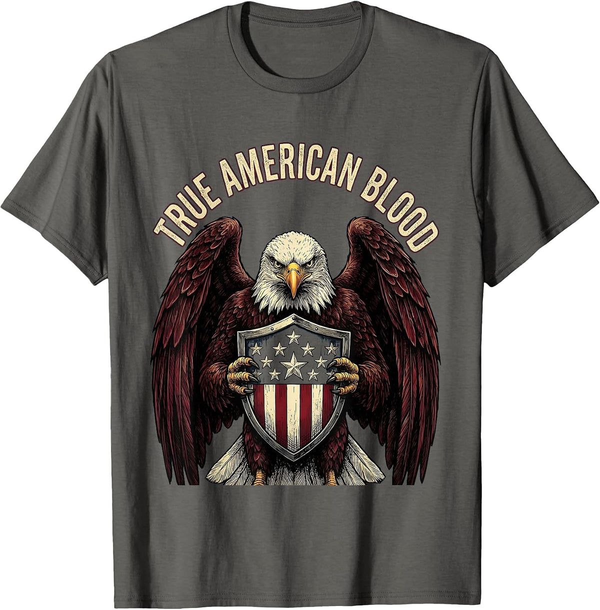 True American Blood Patriotic Pride Design T-Shirt - Asphalt Grey