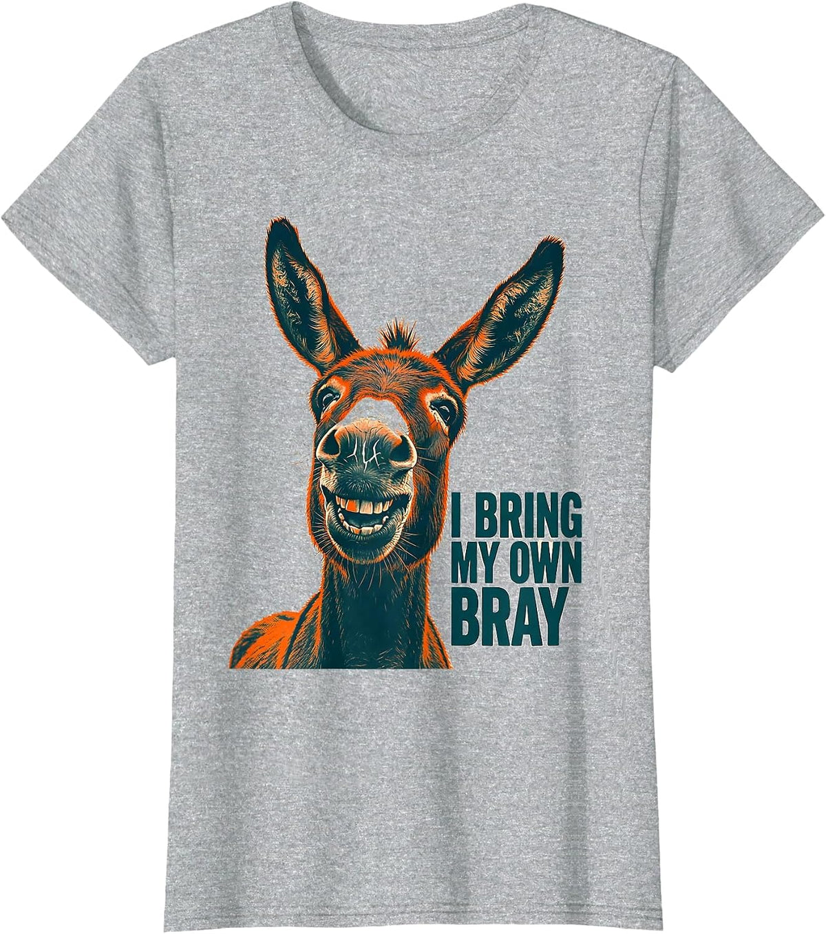 Women's I Bring My Own Bray Funny Donkey Lover Halloween Party T-Shirt - Heather Grey