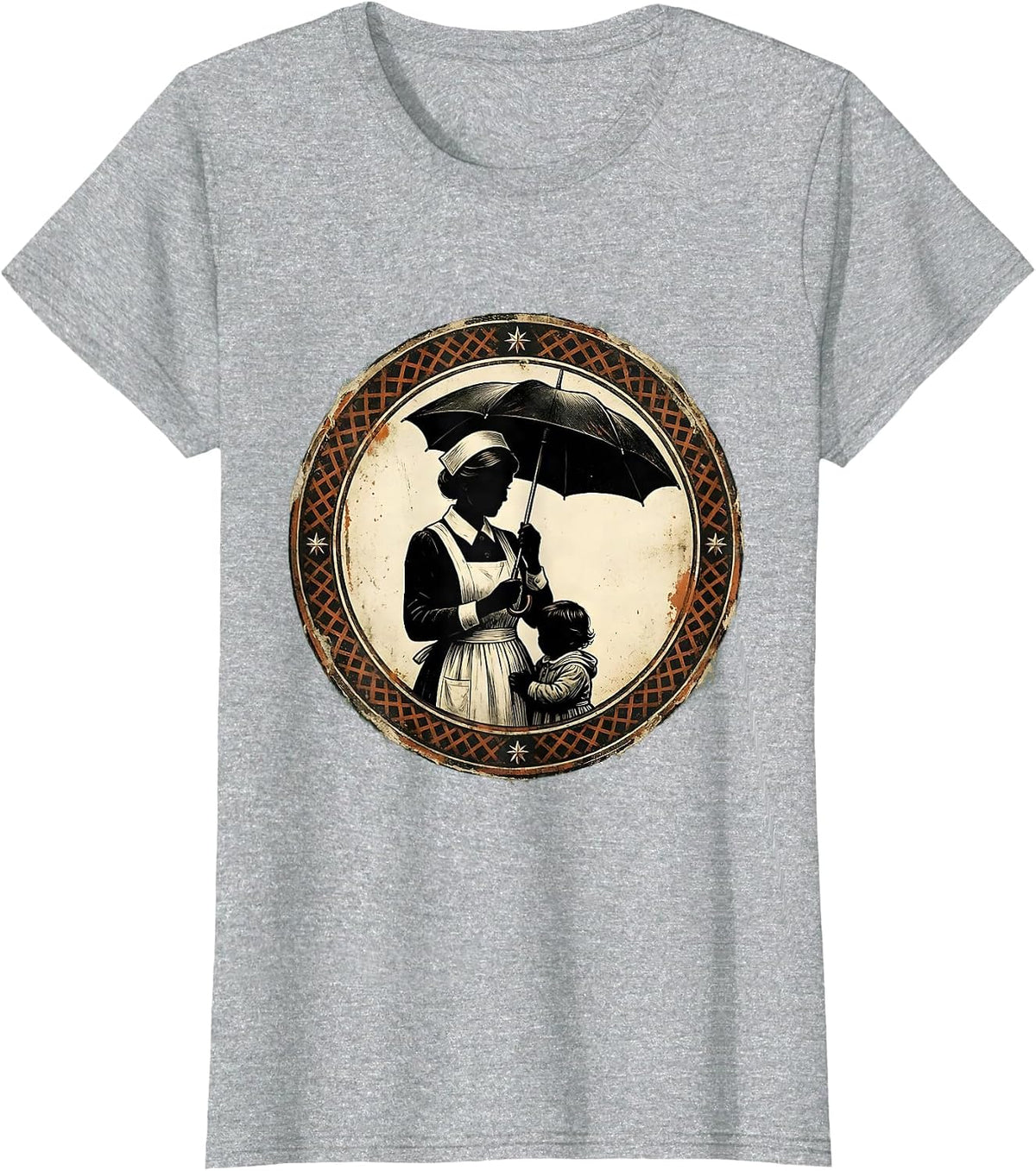 Pediatric Nurse Umbrella Protection Illustration T-Shirt - Heather Grey