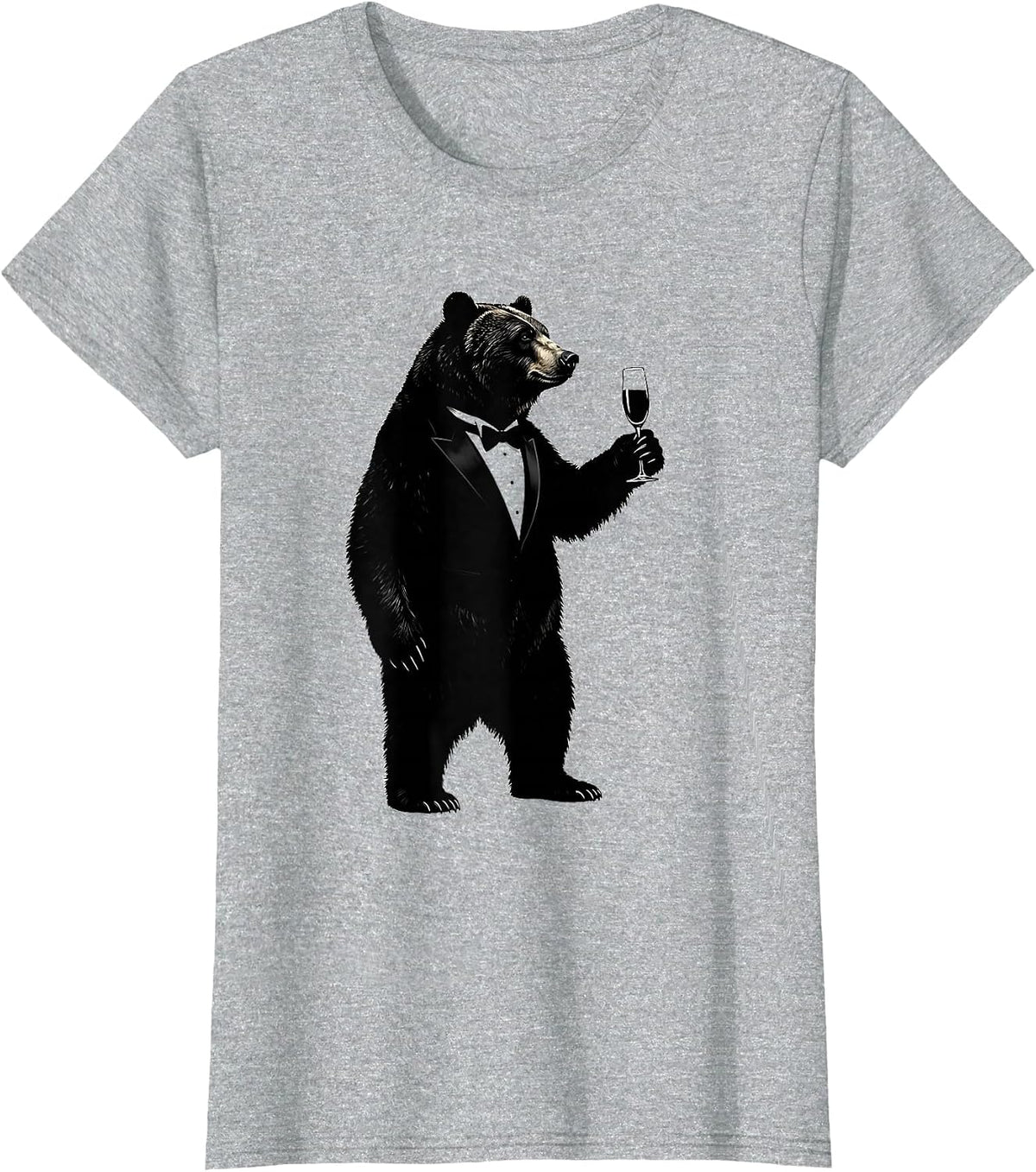 Fancy Bear in Tuxedo Champagne Toast Design T-Shirt - Heather Grey