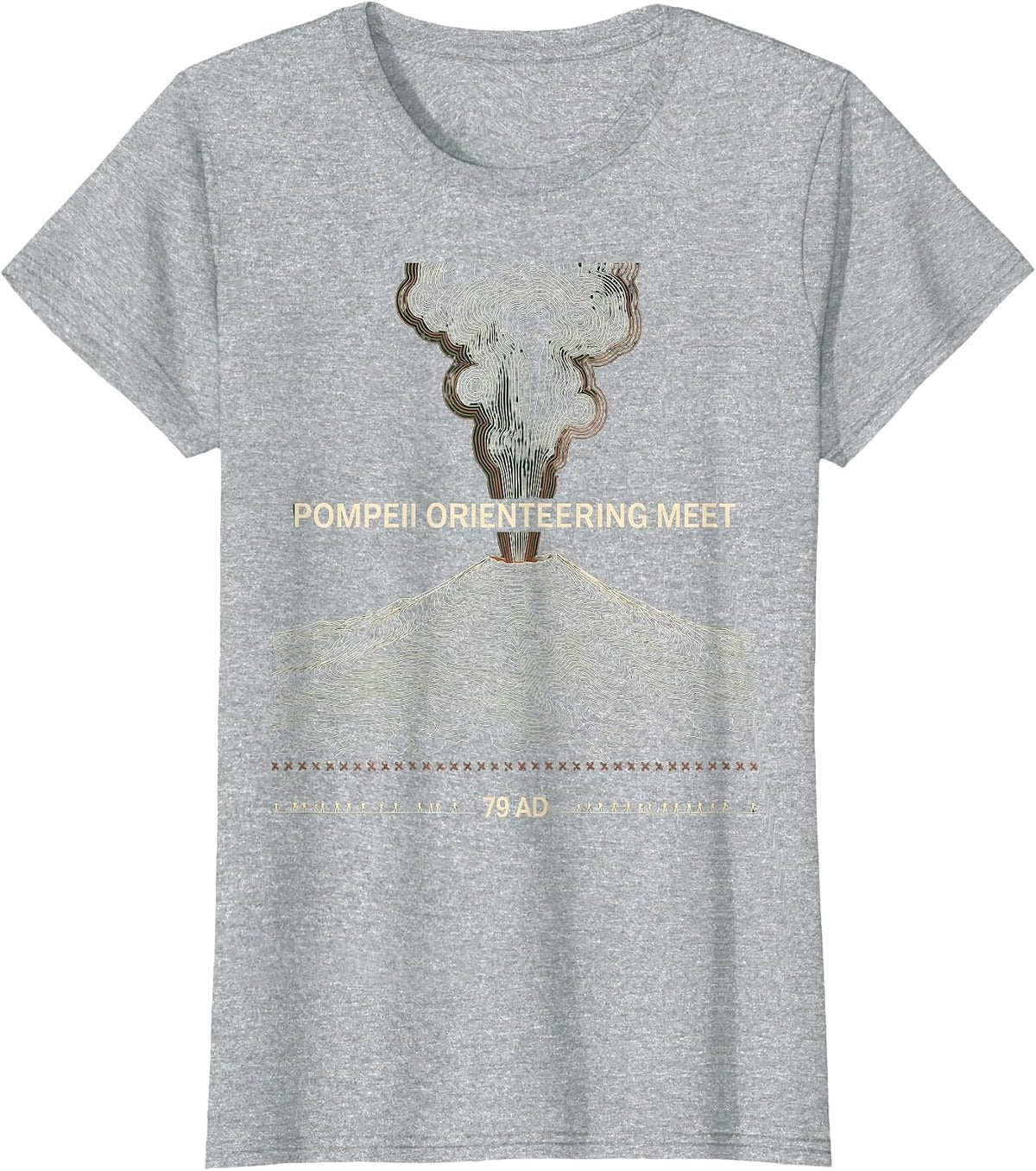 Women's Pompeii Orienteering Meet 79 AD Funny Volcano History Humor T-Shirt - Heather Grey