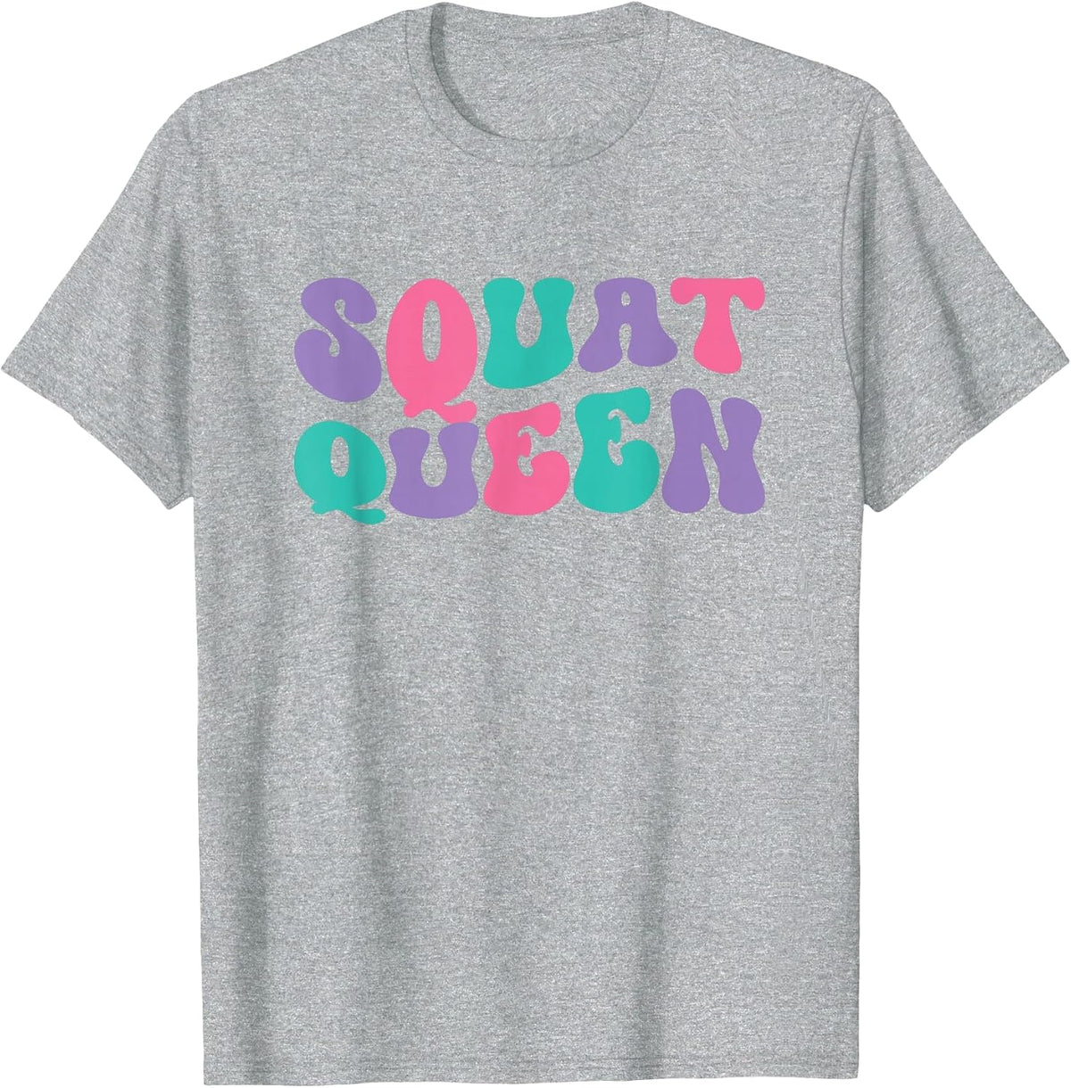 Squat Queen Womens Weightlifting Retro Vintage Wavy Groovy T-Shirt - Heather Grey
