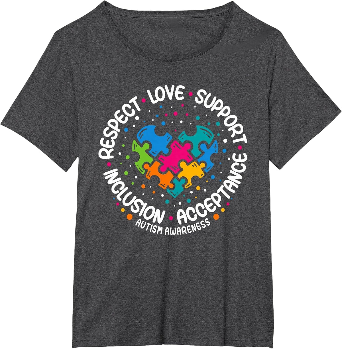 Autism Awareness Respect Love Support Blue Autism T-Shirt - Dark Heather Grey
