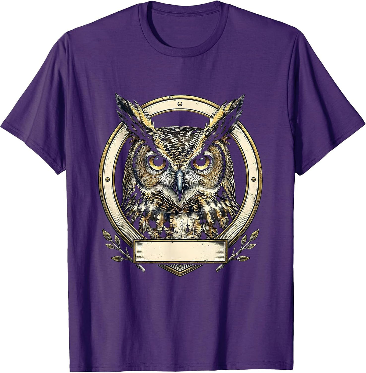Owl Shield Badge Bird Lover Humor T-Shirt - Purple