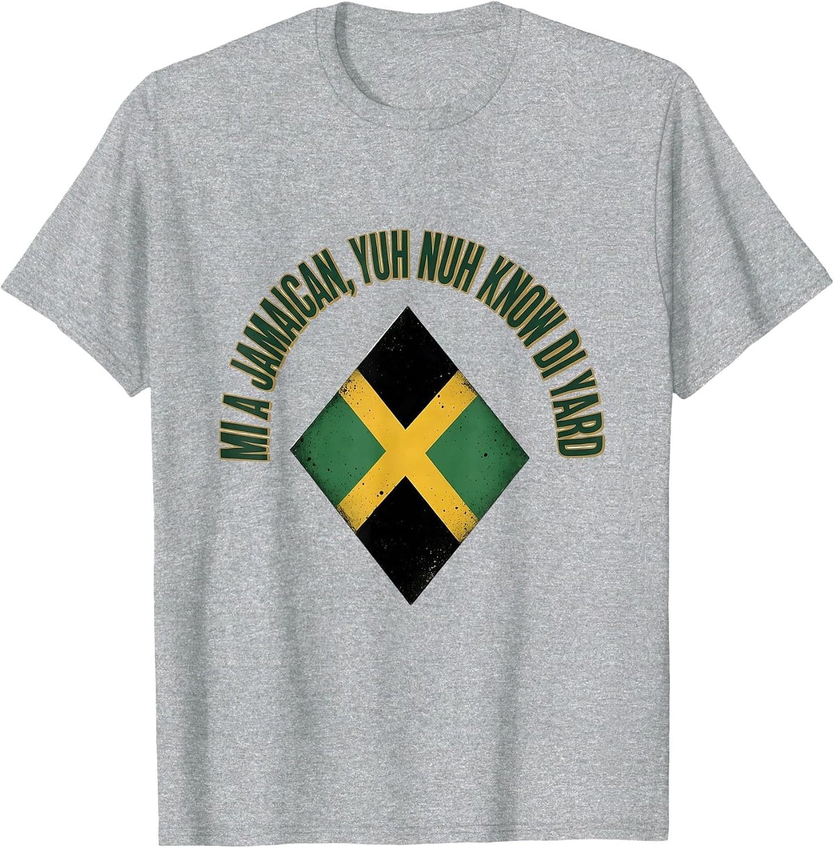 Men's Mi a Jamaican Yuh Nuh Know Di Yard Vintage Jamaican Flag T-Shirt - Heather Grey