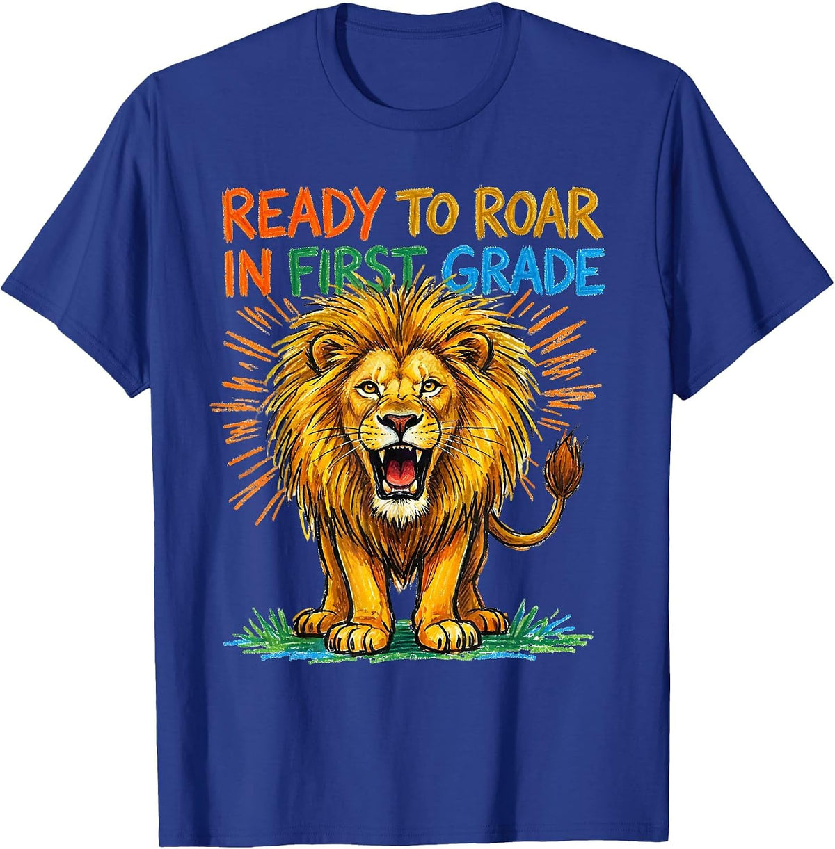 Men's Ready To Roar In First Grade Wild About Teaching Jungle T-Shirt - Royal Blue