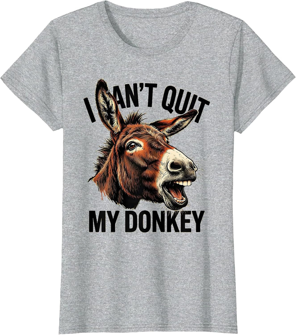 Women's I Can't Quit My Donkey Funny Donkey Lover Animal Humor T-Shirt - Heather Grey