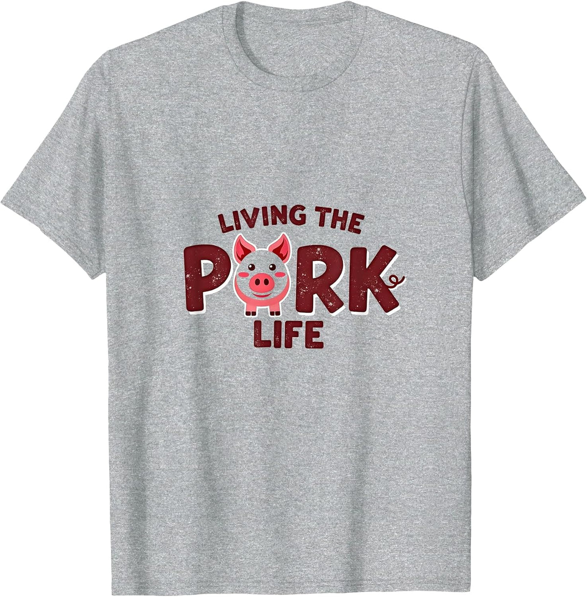 John Pork Living Kunekune Pig Life Cute Pig Lover Funny Humor T-Shirt - Heather Grey