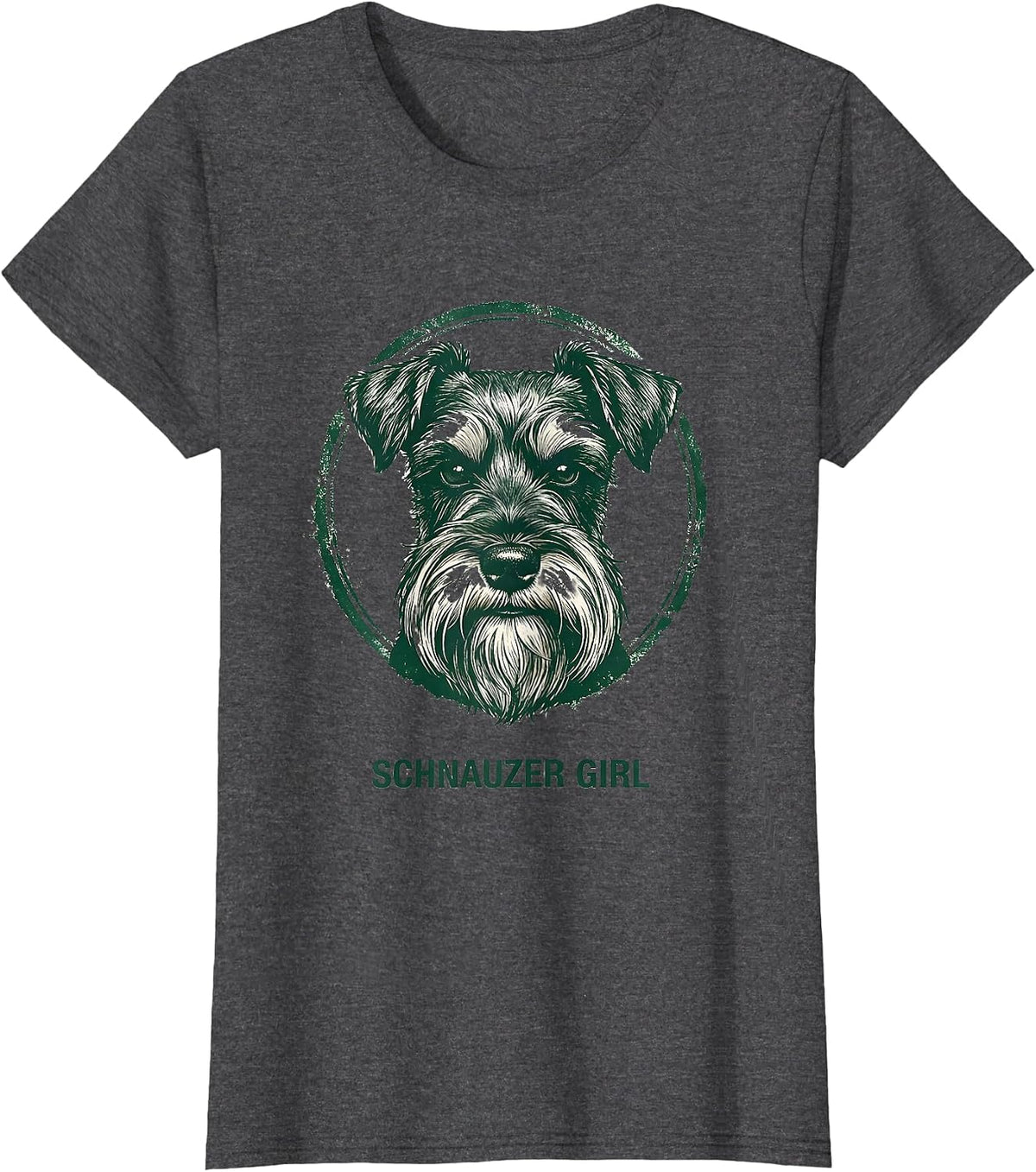 Women's Schnauzer Girl Rubber Stamp Miniature Schnauzer Lover Dog T-Shirt - Dark Heather Grey