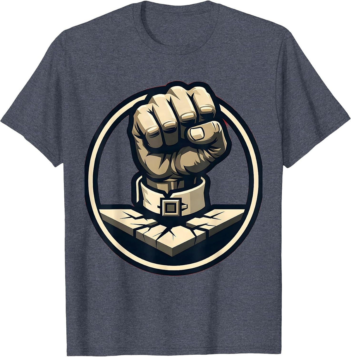 Fist Slam Boardroom Power Graphic T-Shirt - Heather Blue