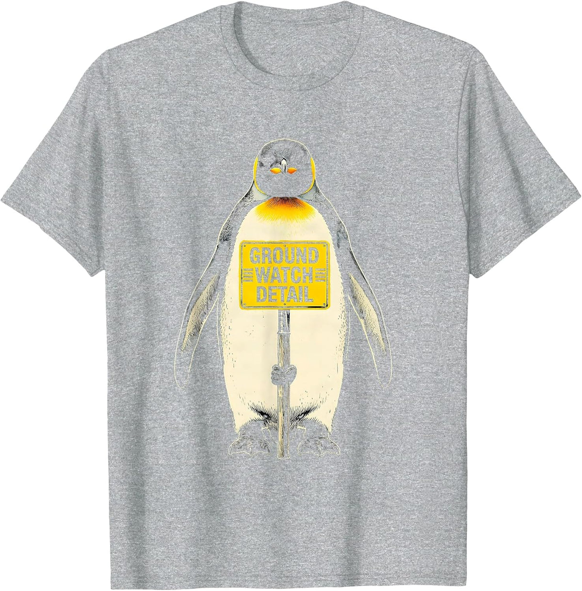 Men's Ground Watch Detail Funny Tactical Penguin Bird Lover Humor T-Shirt - Heather Grey