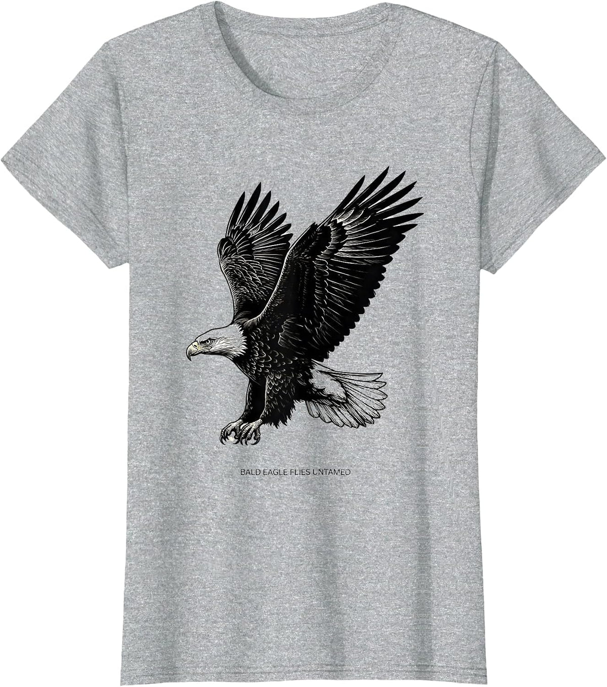 Bald Eagle Flies Untamed Patriotic Wildlife Bird Nature T-Shirt - Heather Grey
