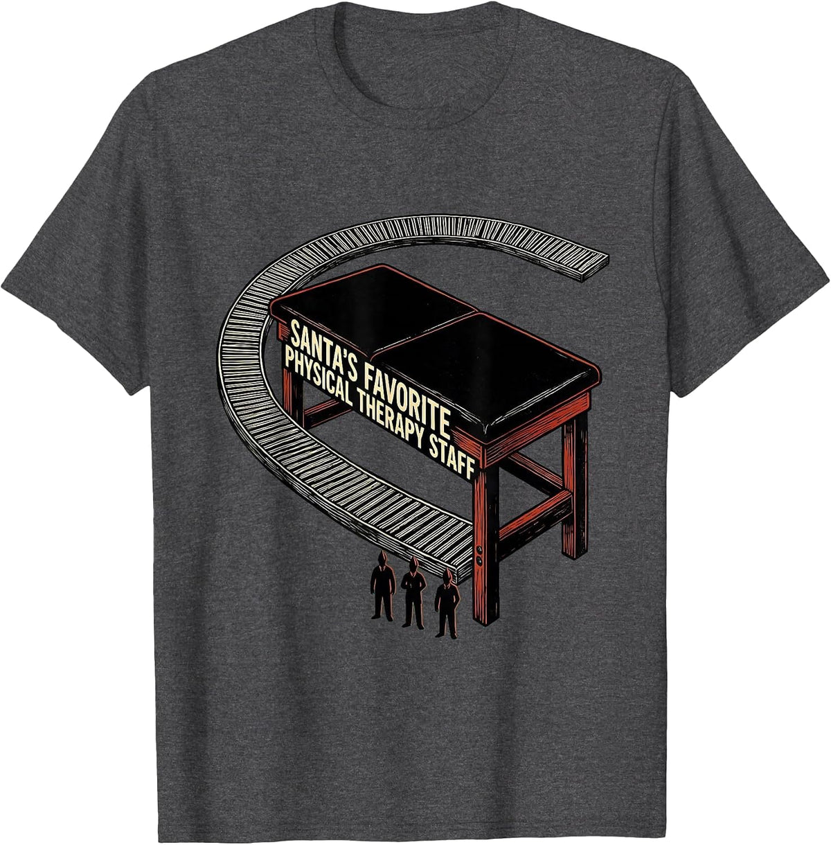 Men's Santa's Favorite Physical Therapy Staff Funny PT Gift T-Shirt - Dark Heather Grey