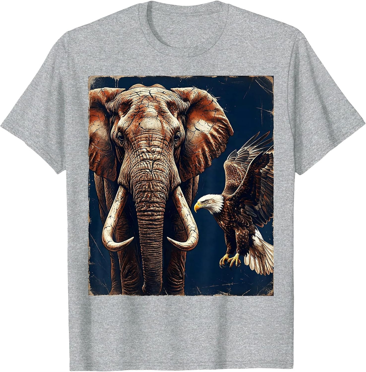 Men's Republican Elephant and Bald Eagle Patriotic Design T-Shirt - Heather Grey