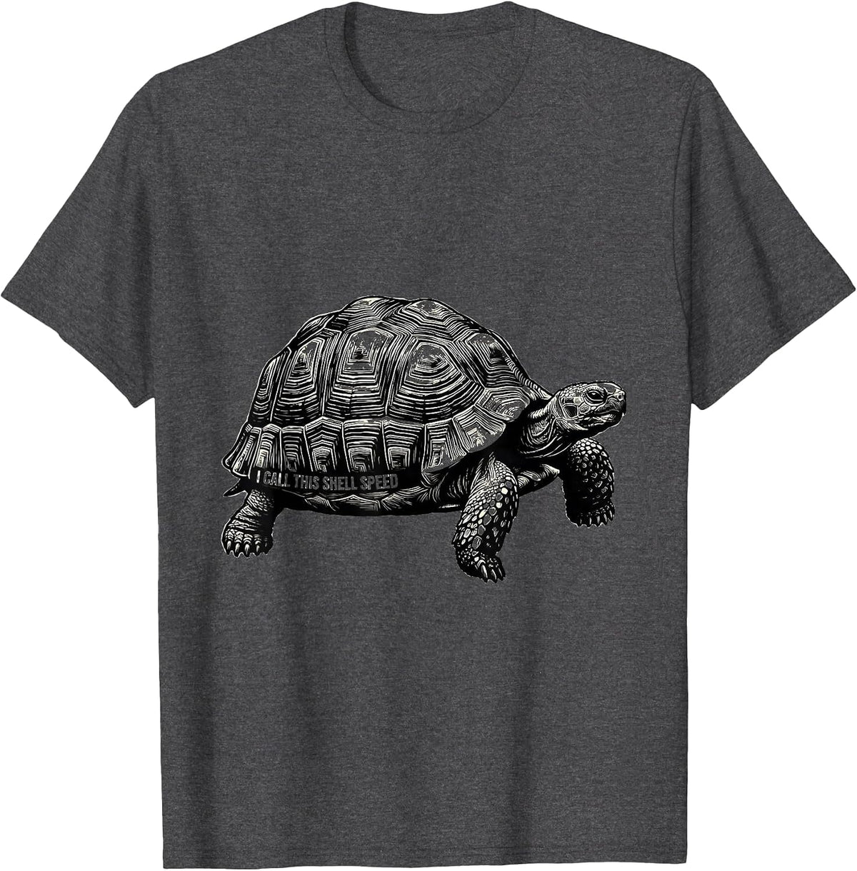 Men's I Call This Shell Speed Funny Turtle Lover Pet Owner Humor T-Shirt - Dark Heather Grey