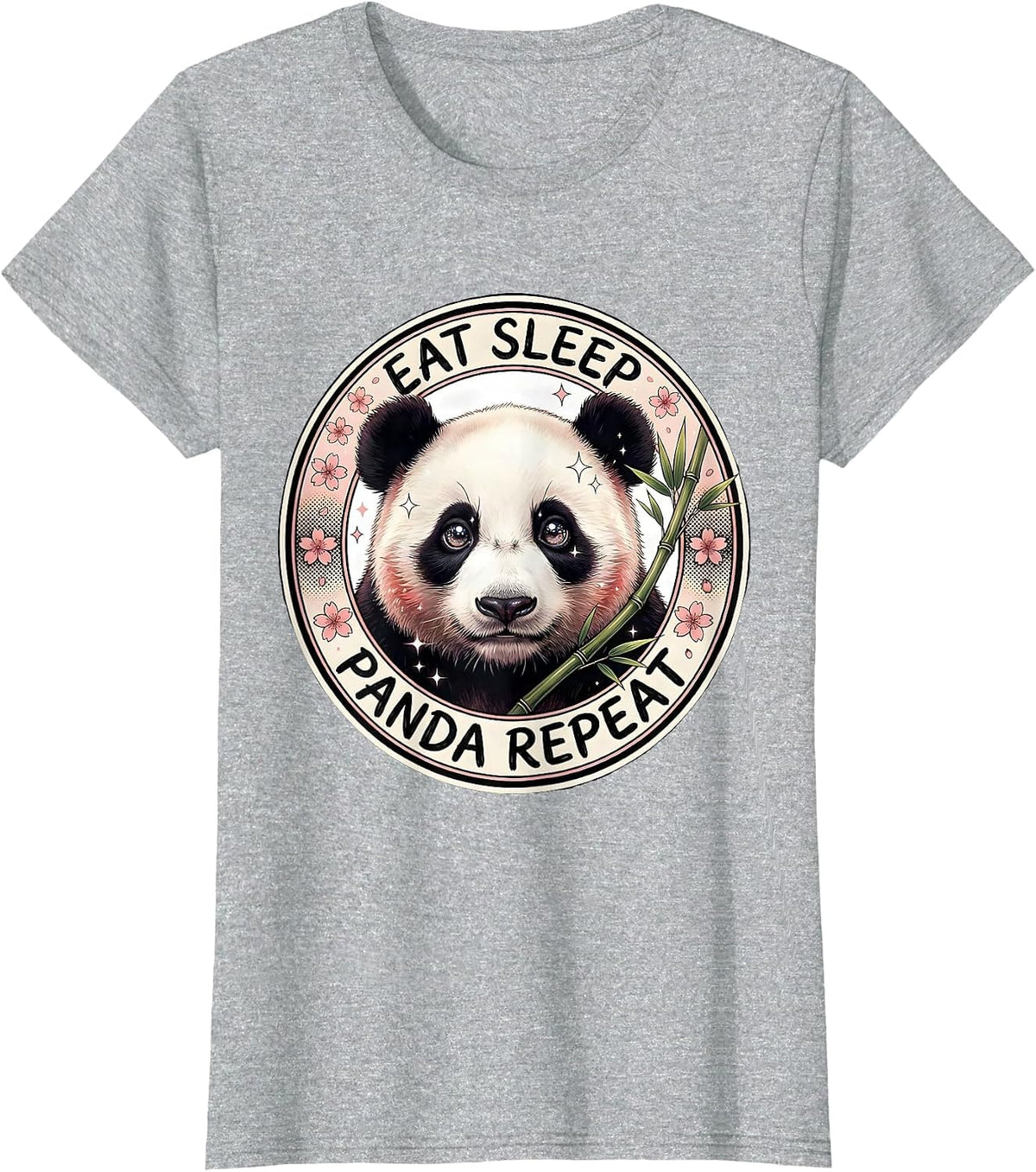 Eat Sleep Panda Repeat Funny Panda Lover Design T-Shirt - Heather Grey