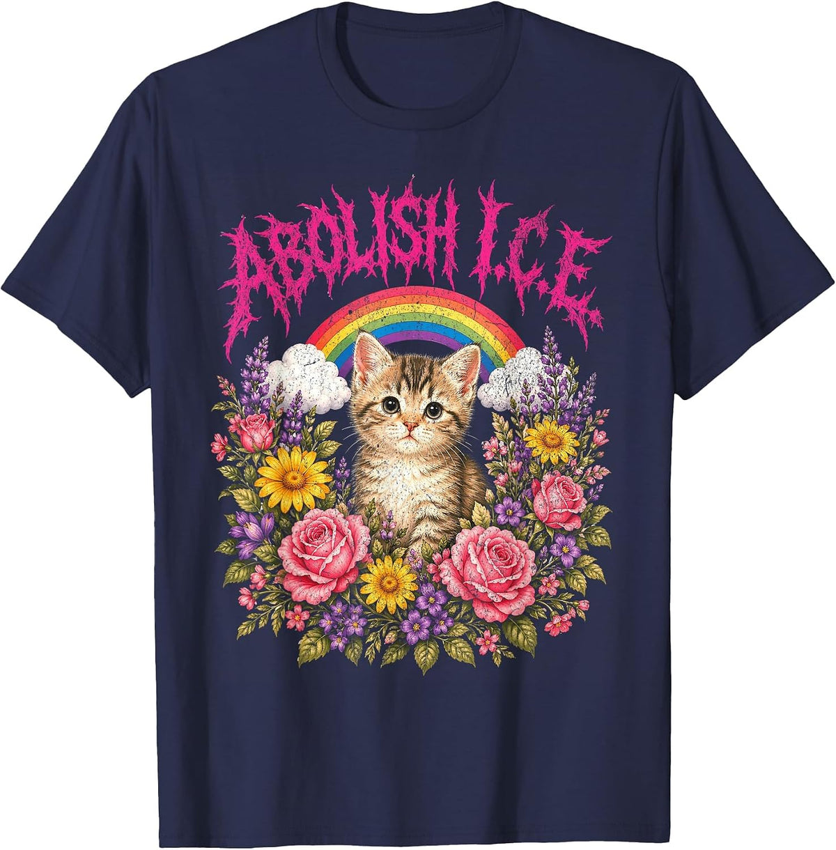 Abolish ICE Heavy Metal T-Shirt - Navy Blue