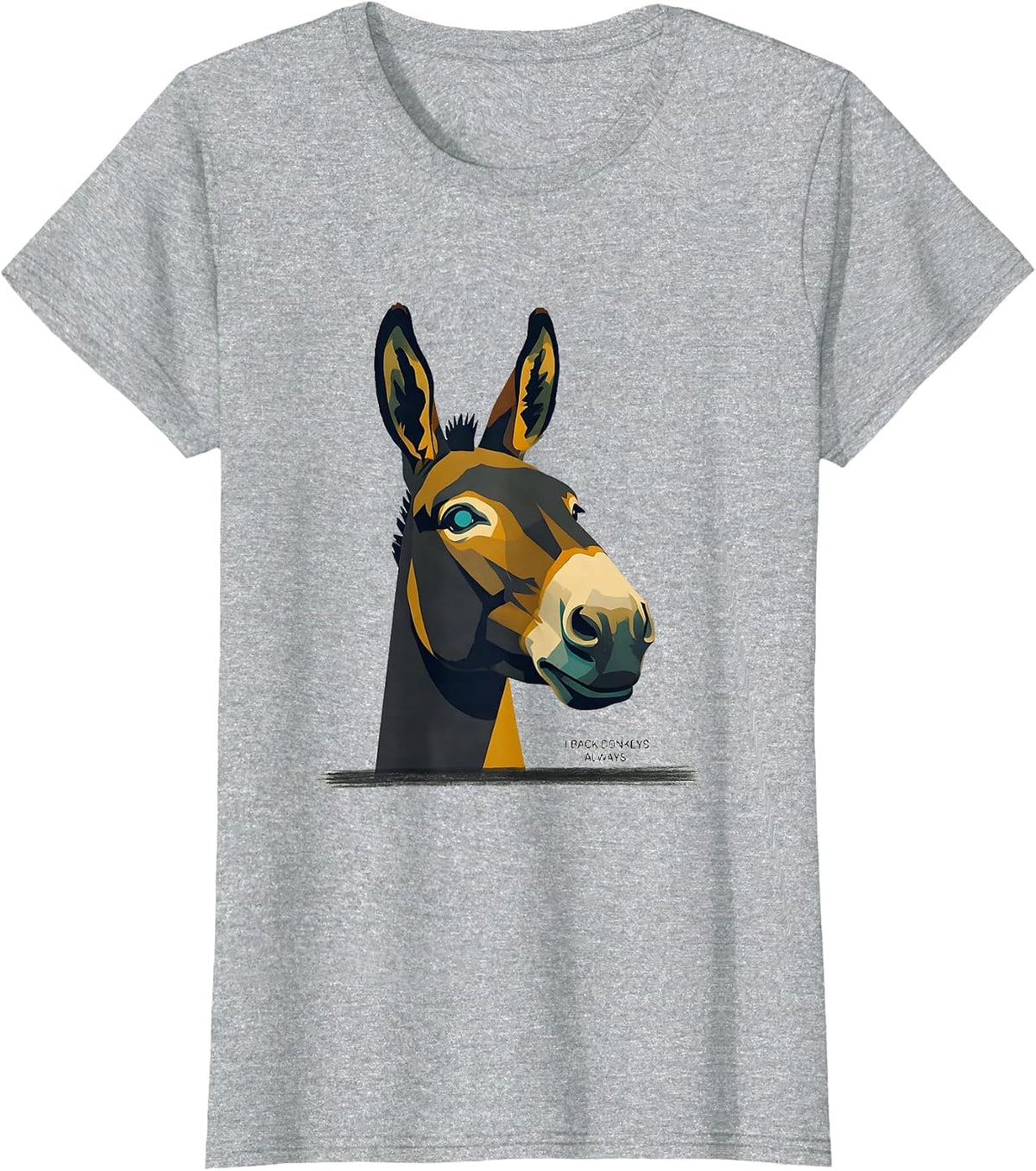 Women's I Back Donkeys Always Funny Quirky Farm Animal Lover T-Shirt - Heather Grey