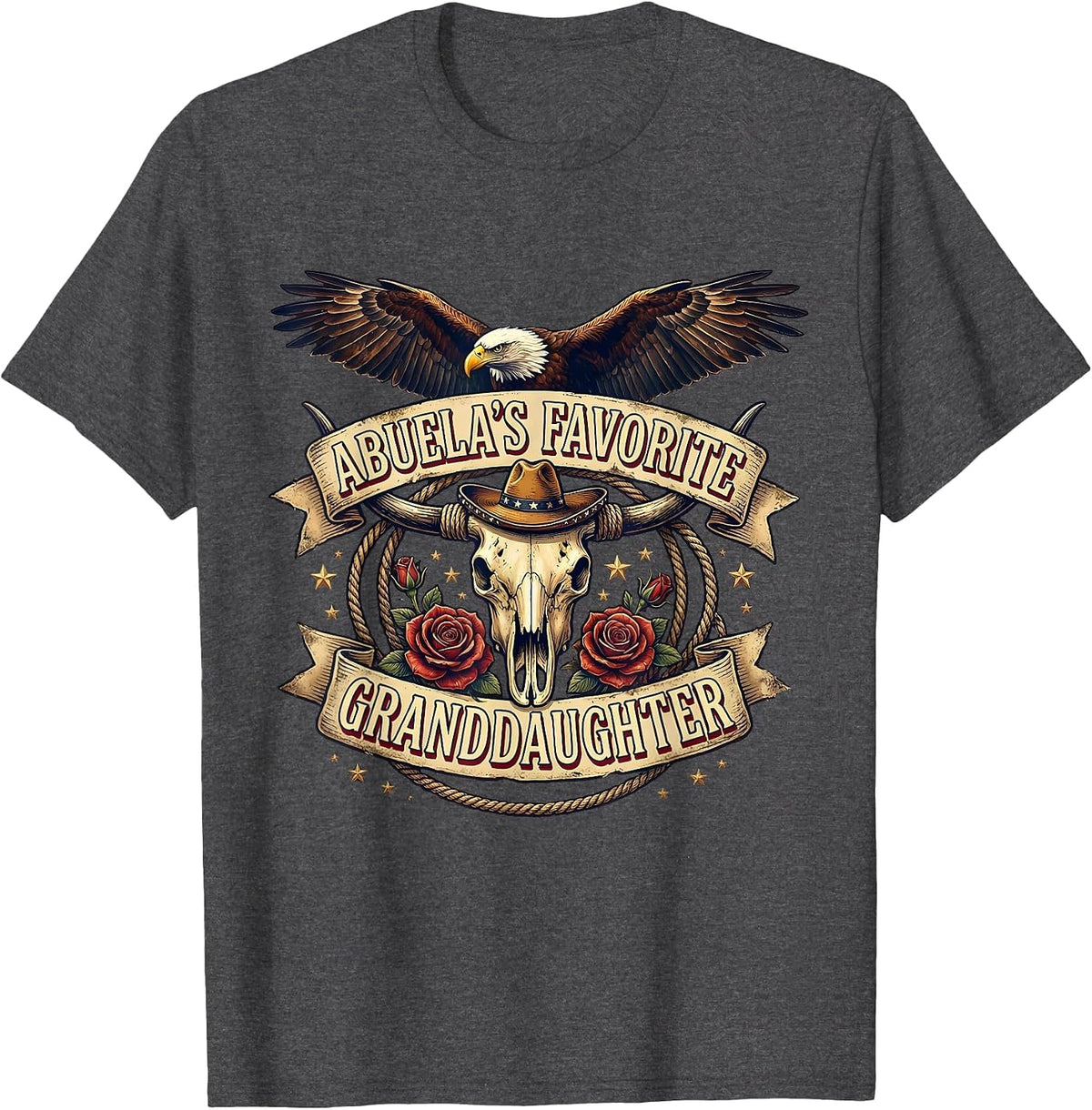 Abuela's Favorite Granddaughter Mexican Pride T-Shirt - Dark Heather Grey