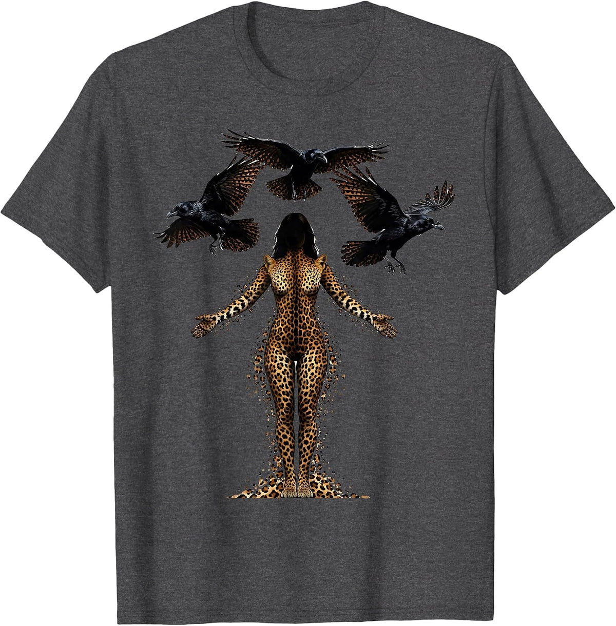 Camo Warrior Ravens Circling Graphic Design T-Shirt - Dark Heather Grey