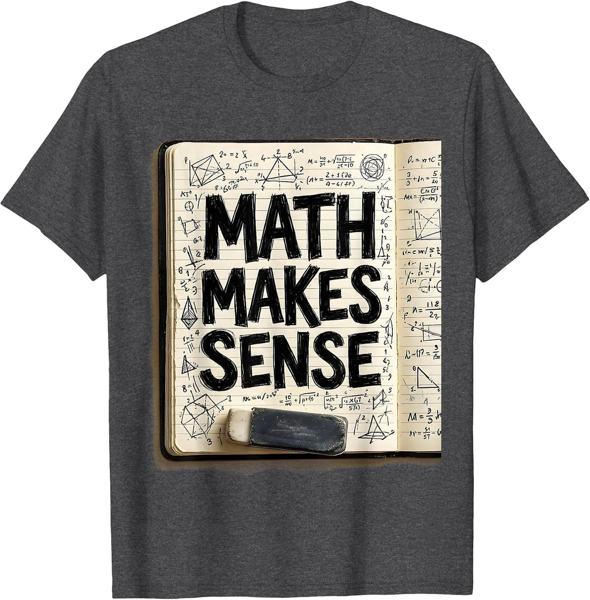 Math Makes Sense Funny Math Teacher Design T-Shirt - Dark Heather Grey