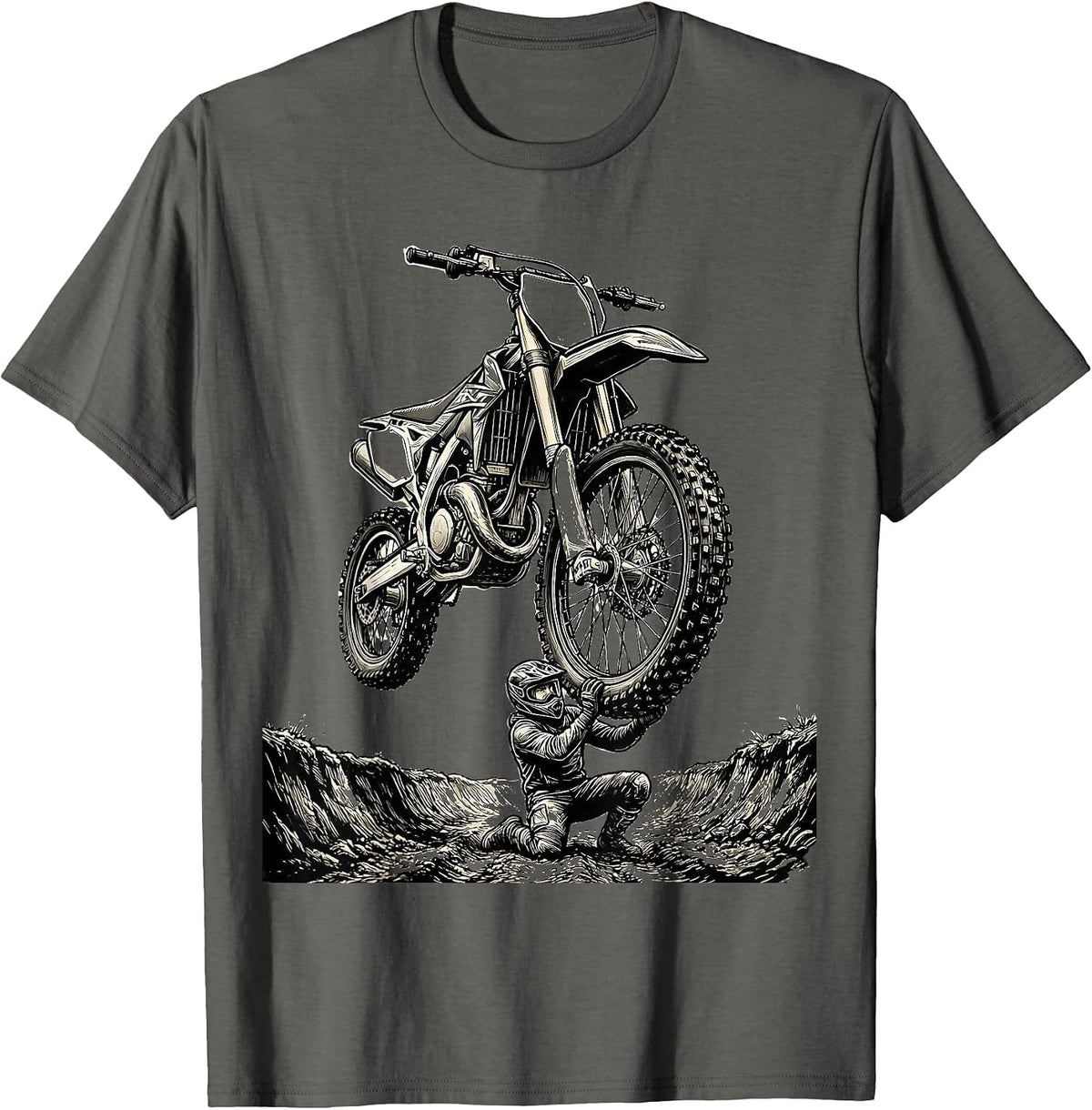 Dirt Bike Over Rut Humor Motocross Rider Gift T-Shirt - Asphalt Grey