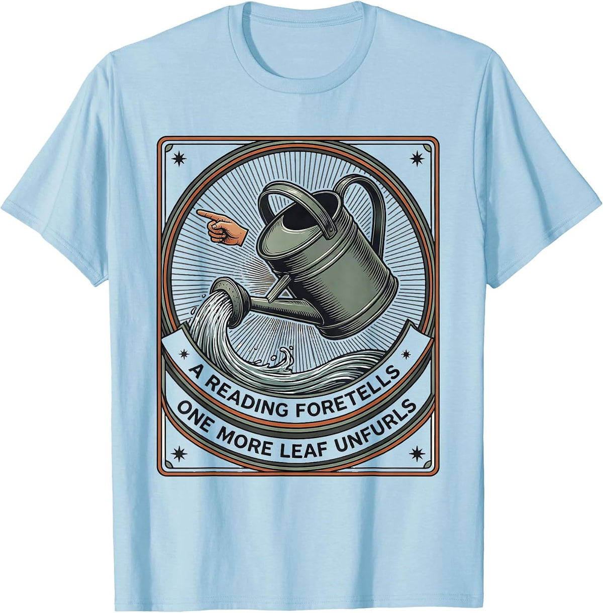 Men's A Reading Foretells: One More Leaf Unfurls Witchy Tarot Gift T-Shirt - Baby Blue