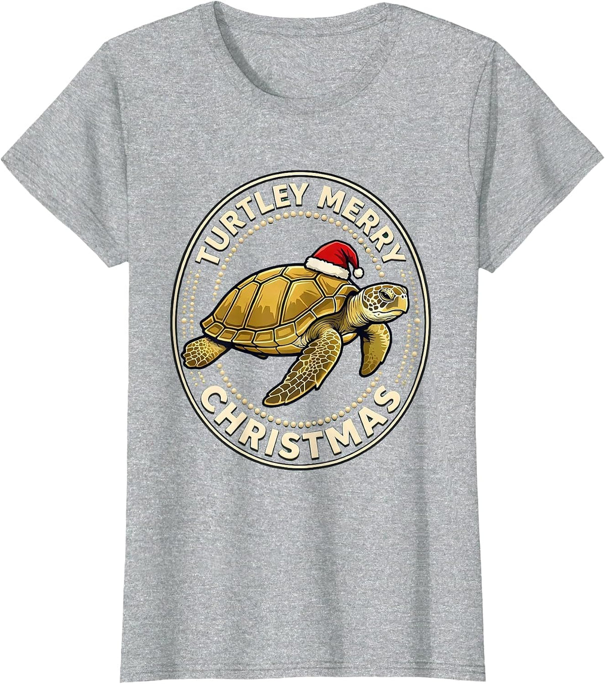 Turtley Merry Christmas Whimsical Sea Turtle Lover Holiday T-Shirt - Heather Grey
