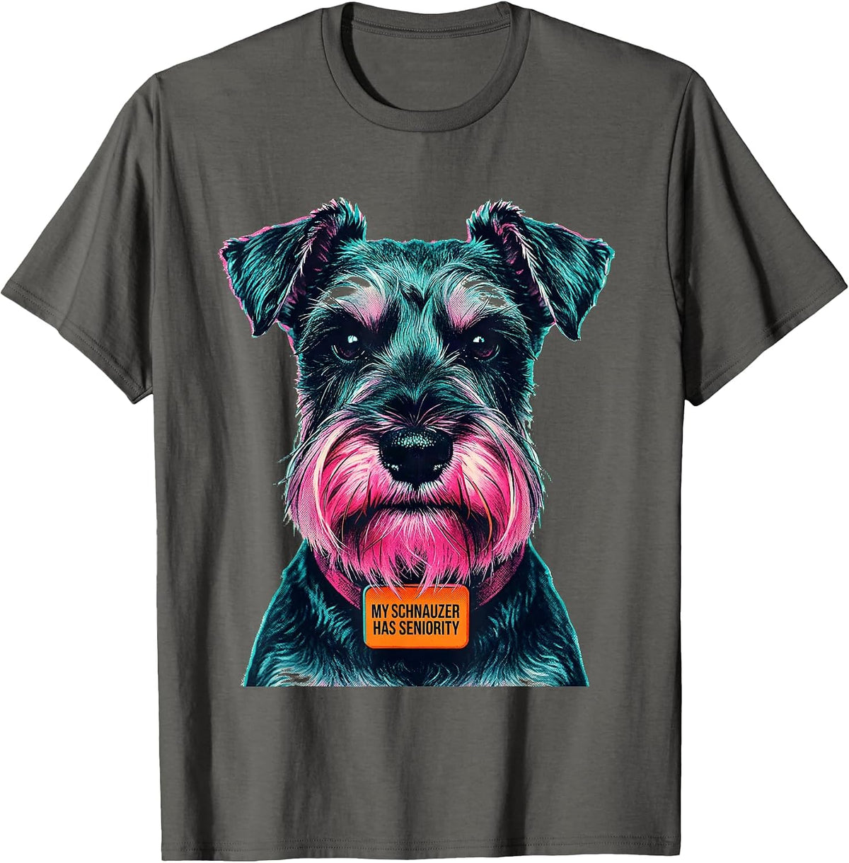 Men's My Schnauzer Has Seniority Funny Miniature Schnauzer Lover T-Shirt - Asphalt Grey